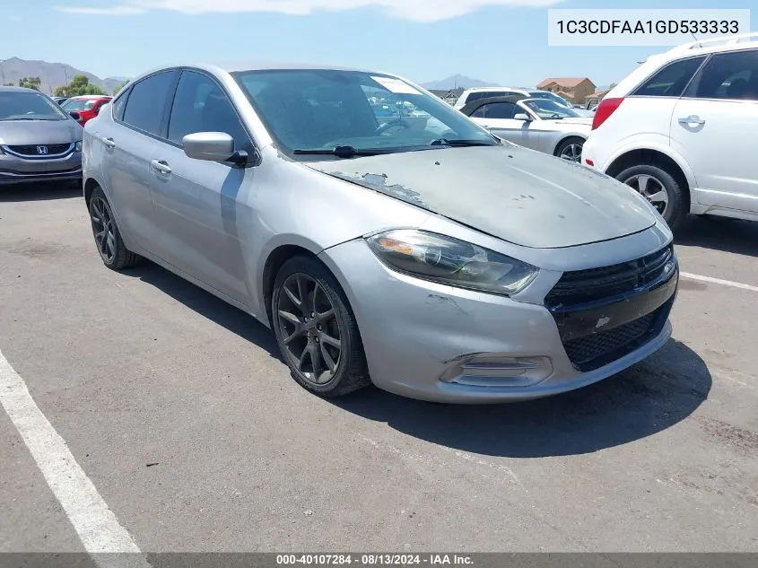 2016 Dodge Dart Se VIN: 1C3CDFAA1GD533333 Lot: 40107284