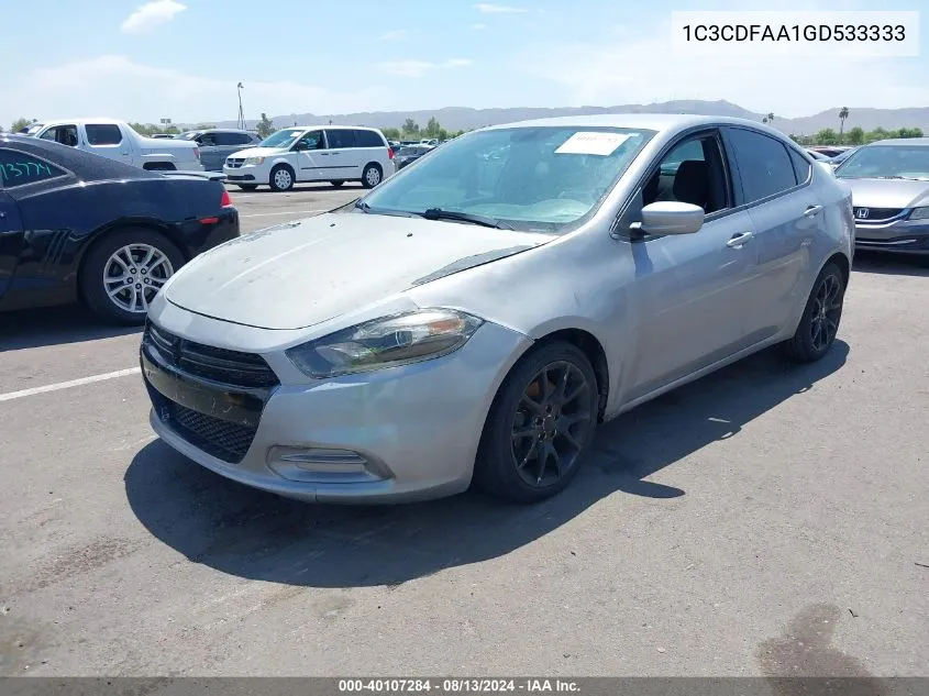 2016 Dodge Dart Se VIN: 1C3CDFAA1GD533333 Lot: 40107284