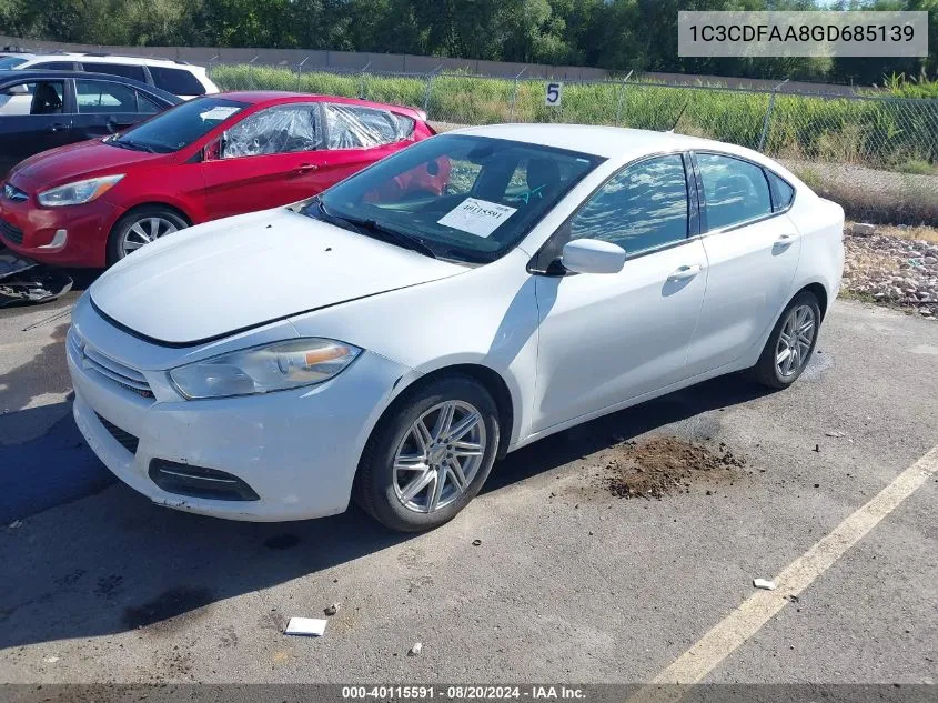 2016 Dodge Dart Se VIN: 1C3CDFAA8GD685139 Lot: 40115591