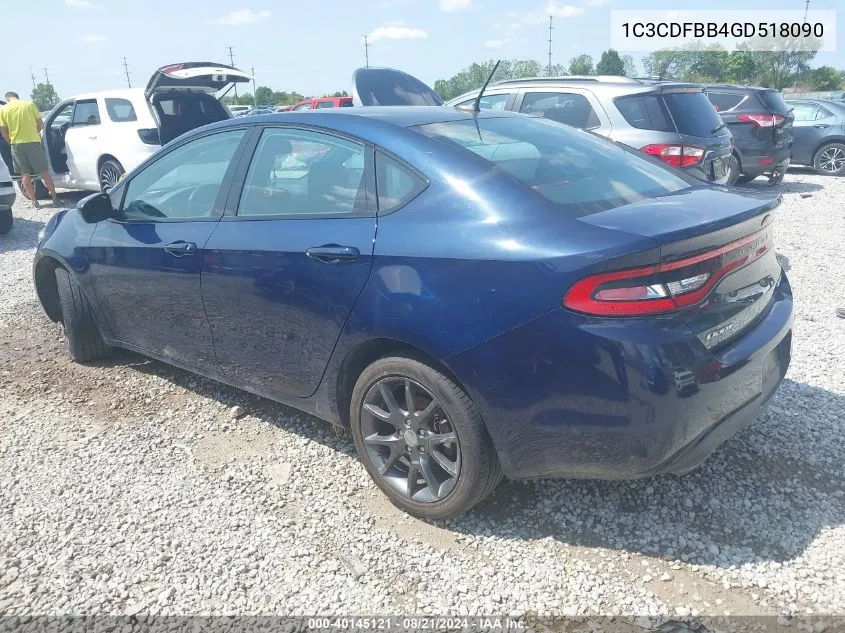 2016 Dodge Dart Sxt VIN: 1C3CDFBB4GD518090 Lot: 40145121