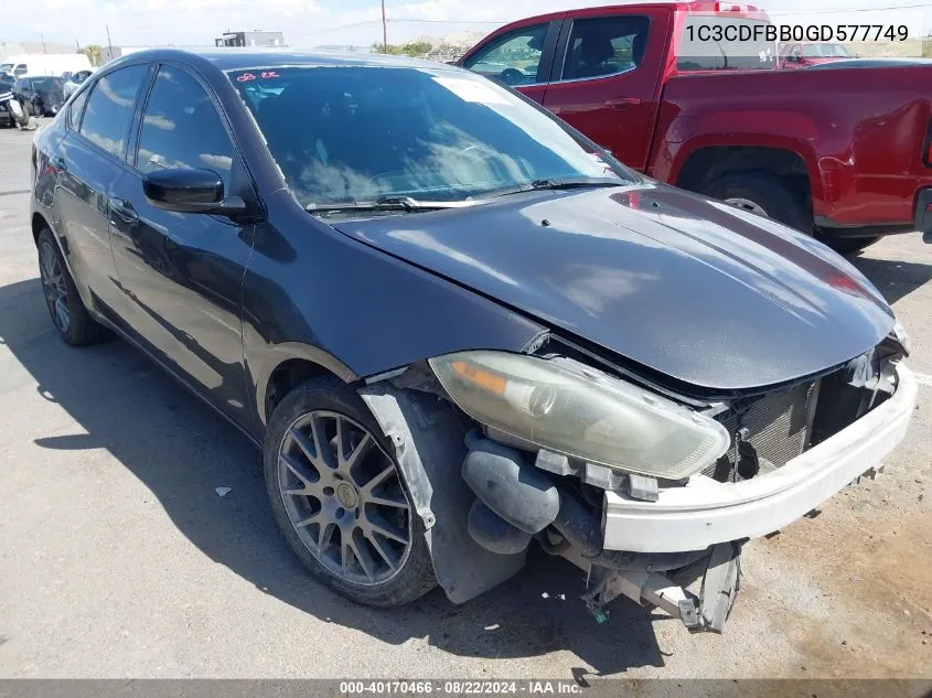 2016 Dodge Dart Sxt VIN: 1C3CDFBB0GD577749 Lot: 40170466