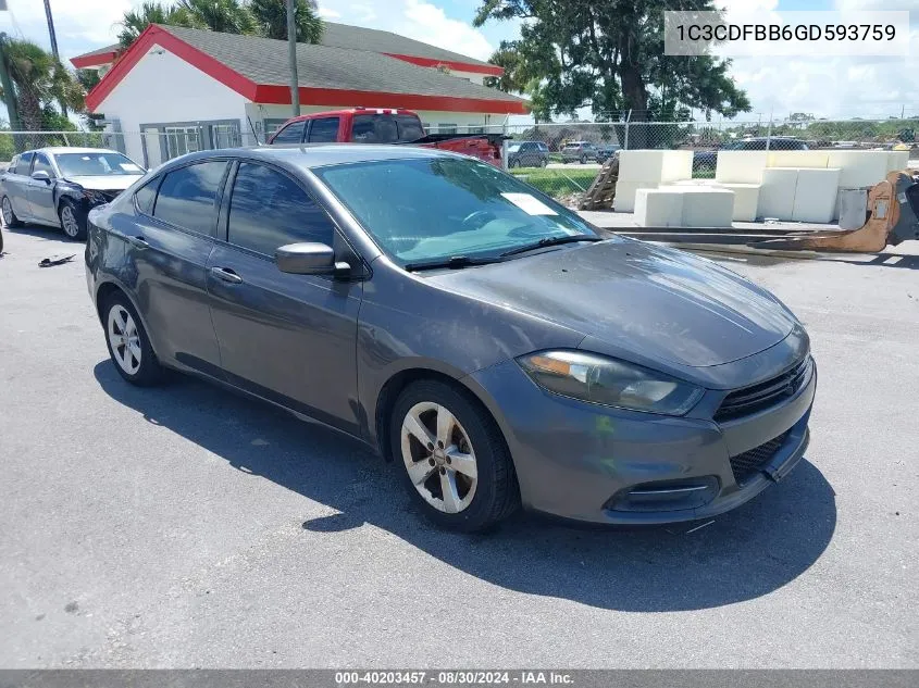 2016 Dodge Dart Sxt VIN: 1C3CDFBB6GD593759 Lot: 40203457