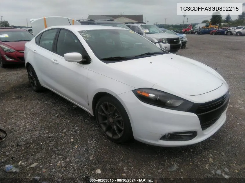 2016 Dodge Dart Sxt Sport Rallye VIN: 1C3CDFFA3GD802215 Lot: 40209015