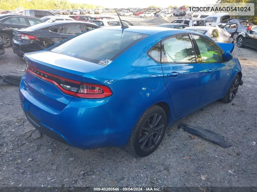 2016 Dodge Dart Se VIN: 1C3CDFAA6GD541024 Lot: 40250546