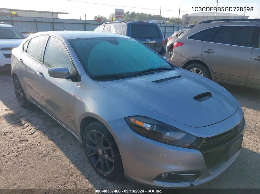 2016 Dodge Dart Sxt VIN: 1C3CDFBB5GD728598 Lot: 40337466