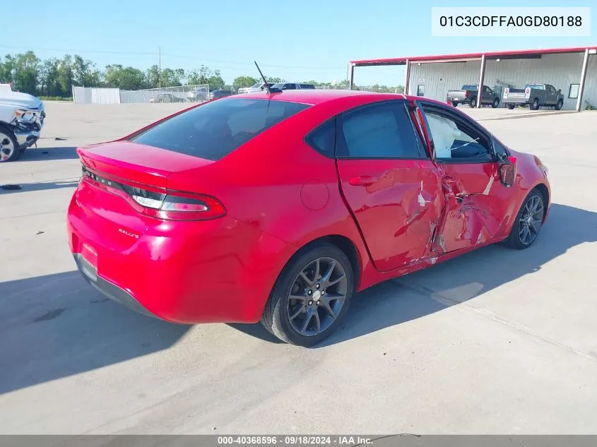 2016 Dodge Dart Sxt Sport VIN: 01C3CDFFA0GD80188 Lot: 40368596