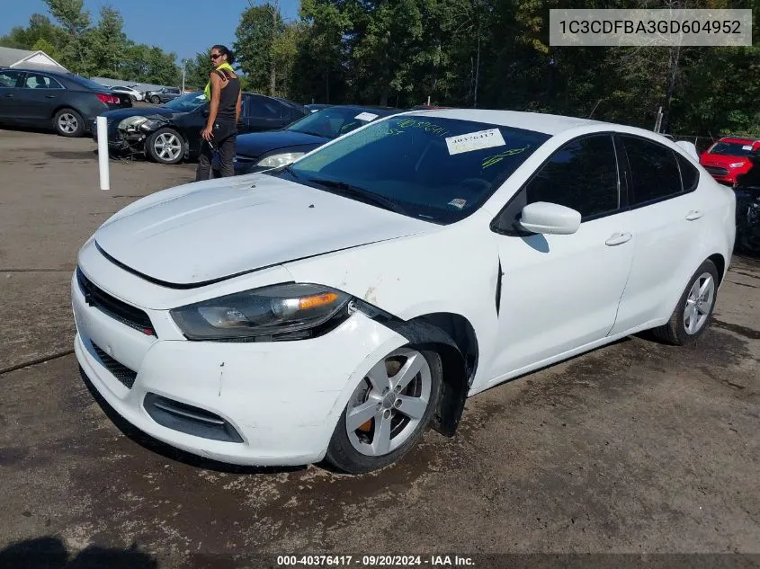 2016 Dodge Dart Sxt VIN: 1C3CDFBA3GD604952 Lot: 40376417