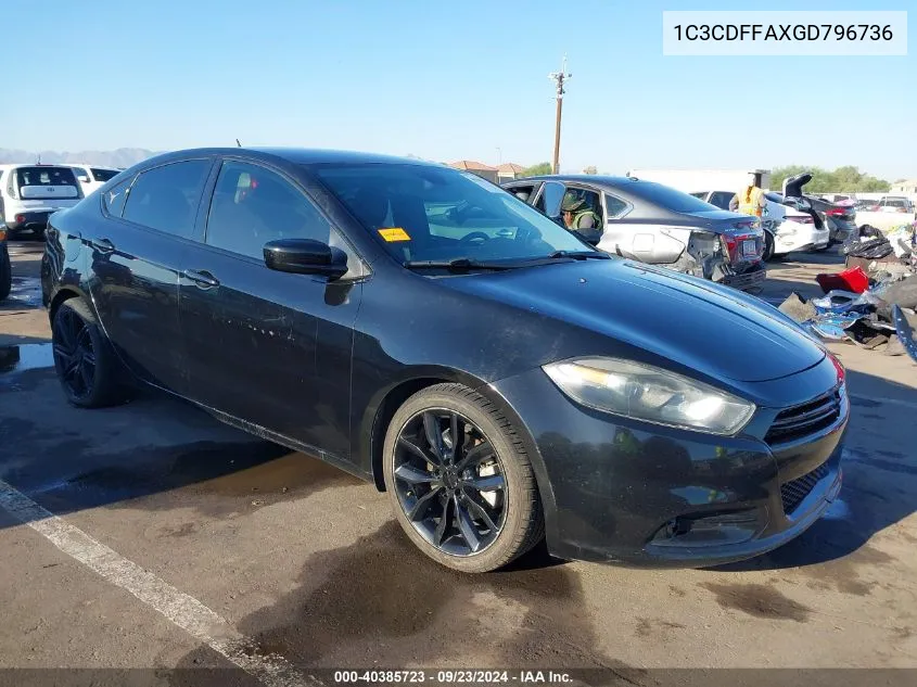 2016 Dodge Dart Sxt Sport Blacktop VIN: 1C3CDFFAXGD796736 Lot: 40385723