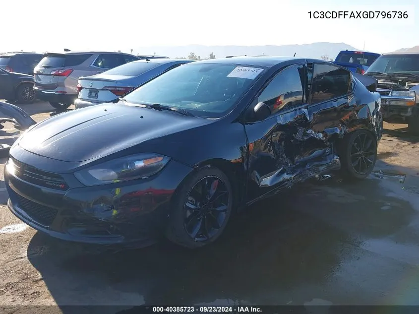 2016 Dodge Dart Sxt Sport Blacktop VIN: 1C3CDFFAXGD796736 Lot: 40385723