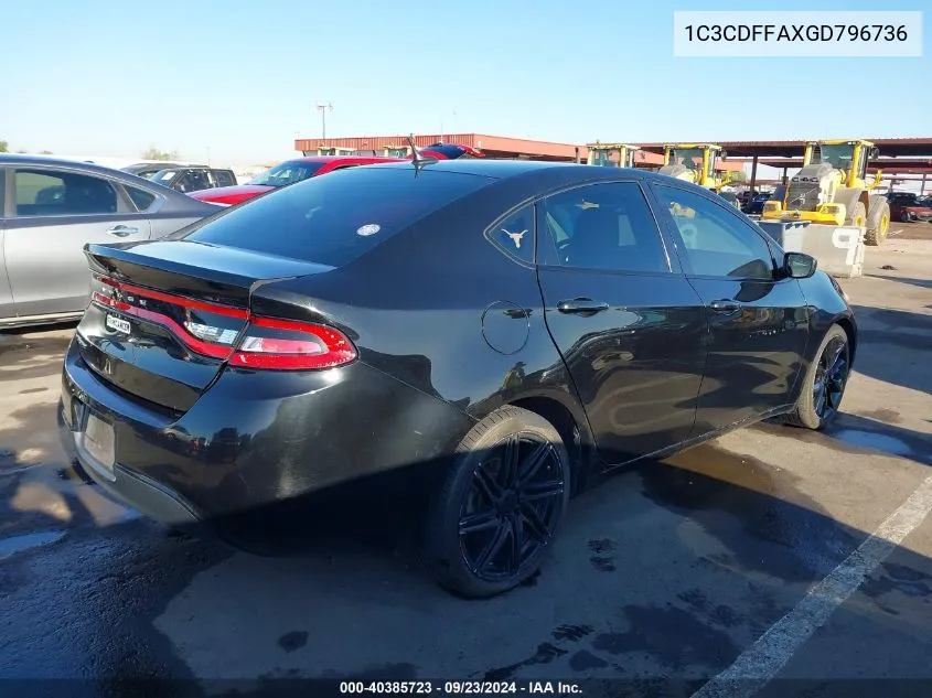 2016 Dodge Dart Sxt Sport Blacktop VIN: 1C3CDFFAXGD796736 Lot: 40385723