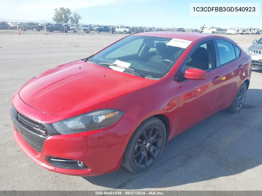 2016 Dodge Dart Sxt VIN: 1C3CDFBB3GD540923 Lot: 40451039