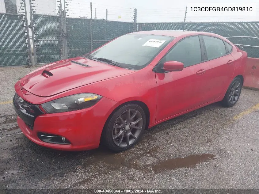 2016 Dodge Dart Gt Sport VIN: 1C3CDFGB4GD819810 Lot: 40458044