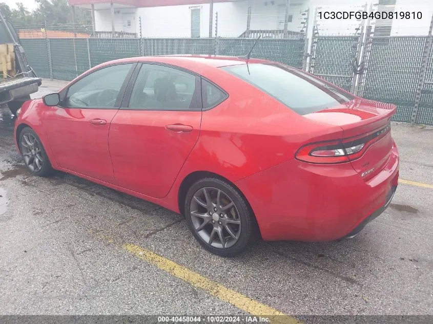 2016 Dodge Dart Gt Sport VIN: 1C3CDFGB4GD819810 Lot: 40458044