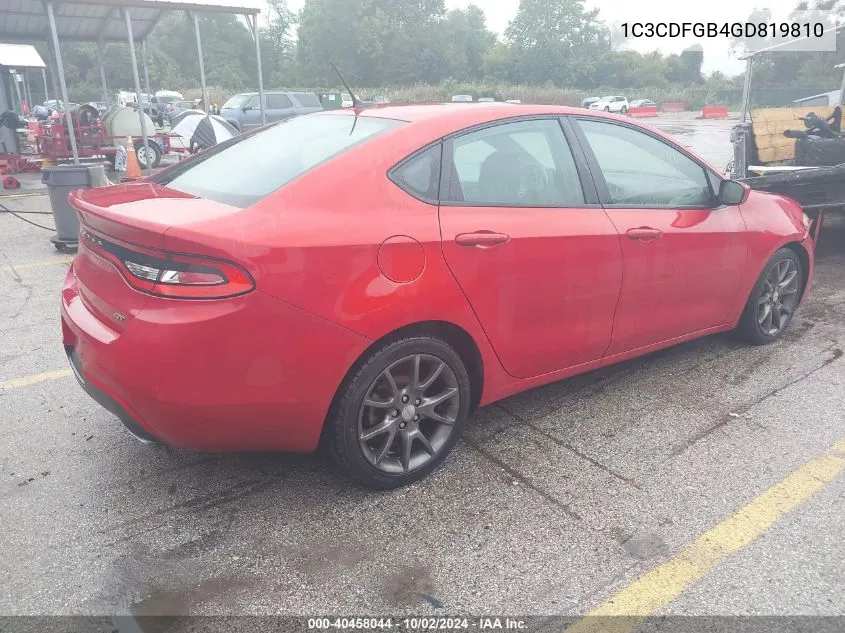 2016 Dodge Dart Gt Sport VIN: 1C3CDFGB4GD819810 Lot: 40458044