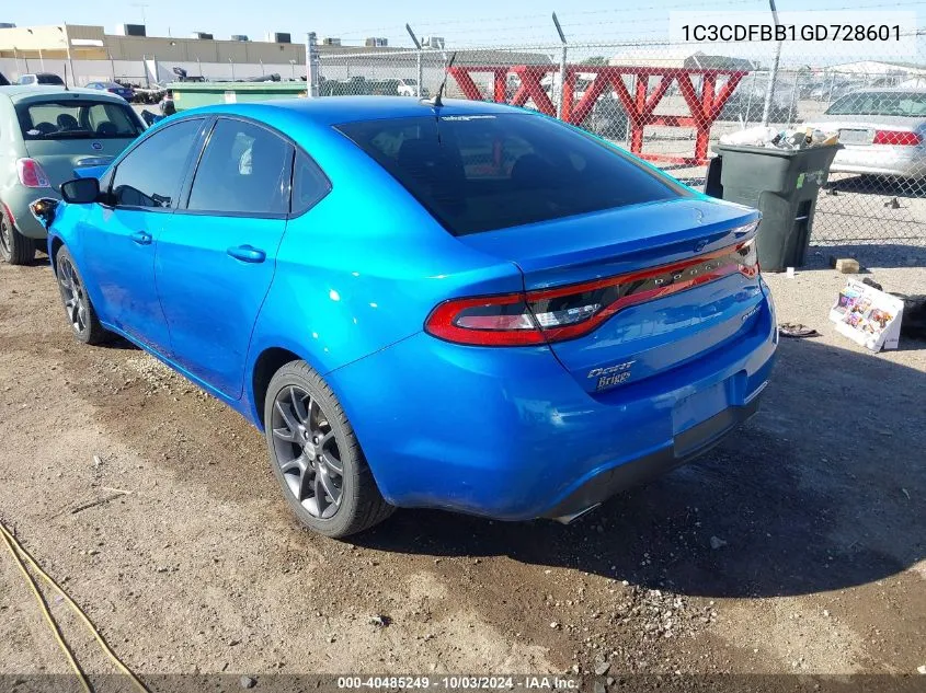 2016 Dodge Dart Sxt VIN: 1C3CDFBB1GD728601 Lot: 40485249