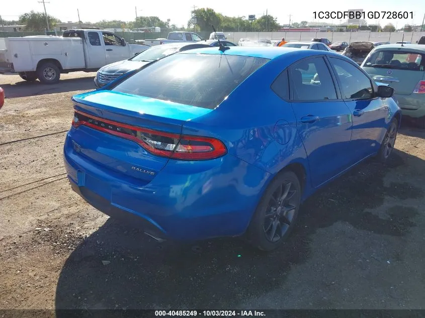 2016 Dodge Dart Sxt VIN: 1C3CDFBB1GD728601 Lot: 40485249