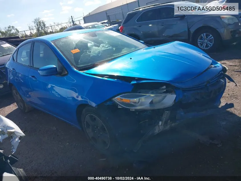 2016 Dodge Dart Se VIN: 1C3CDFAA5GD505485 Lot: 40490738