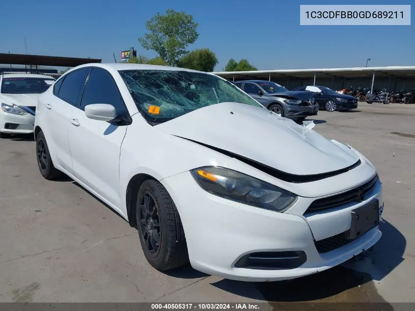 2016 Dodge Dart Sxt VIN: 1C3CDFBB0GD689211 Lot: 40505317