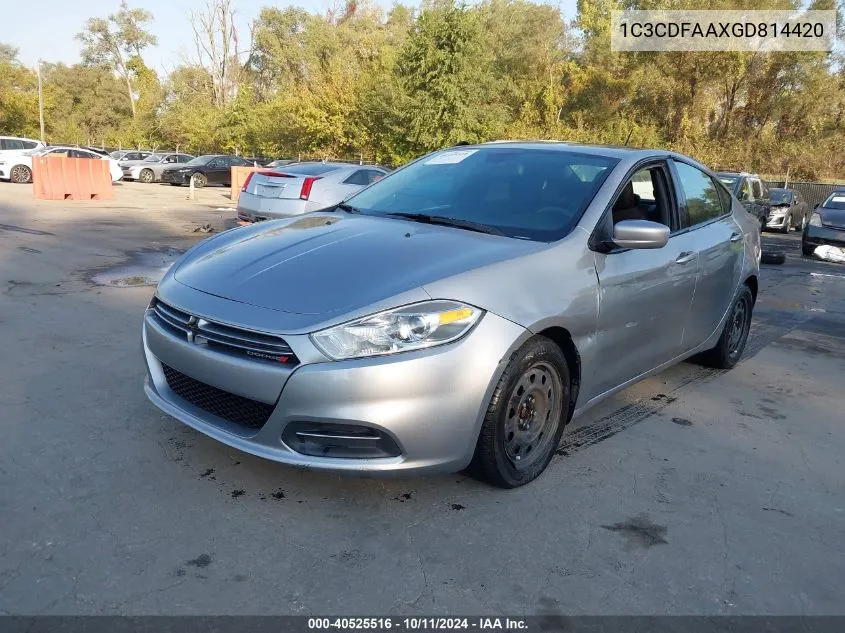 2016 Dodge Dart Se VIN: 1C3CDFAAXGD814420 Lot: 40525516