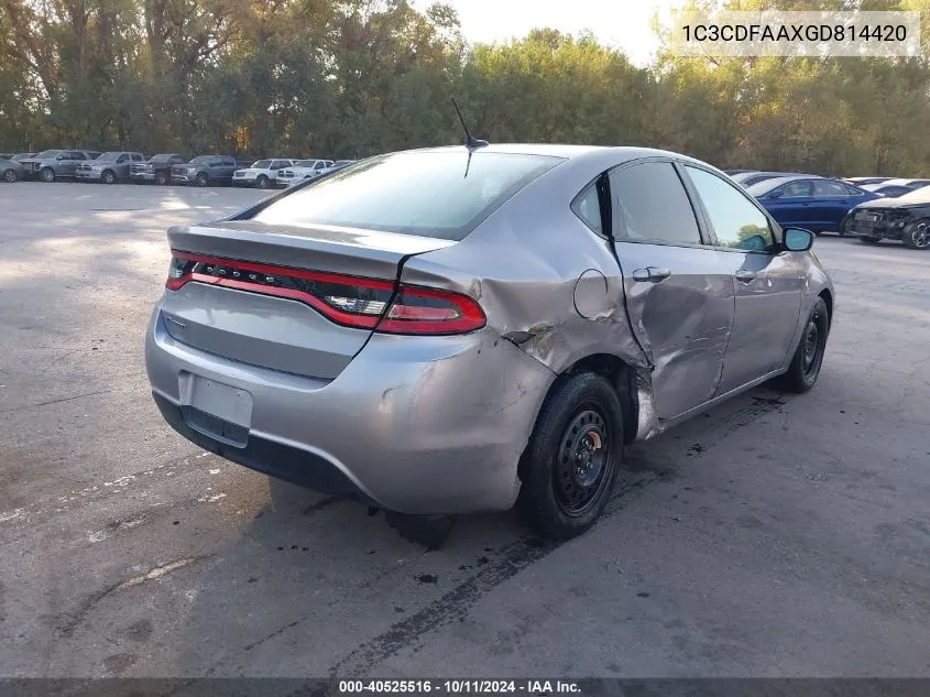 2016 Dodge Dart Se VIN: 1C3CDFAAXGD814420 Lot: 40525516