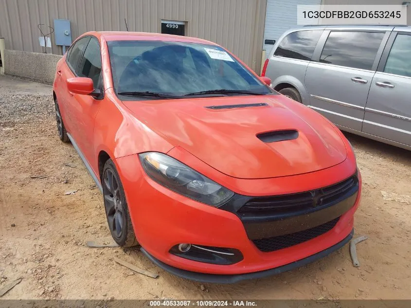 2016 Dodge Dart Sxt VIN: 1C3CDFBB2GD653245 Lot: 40533087