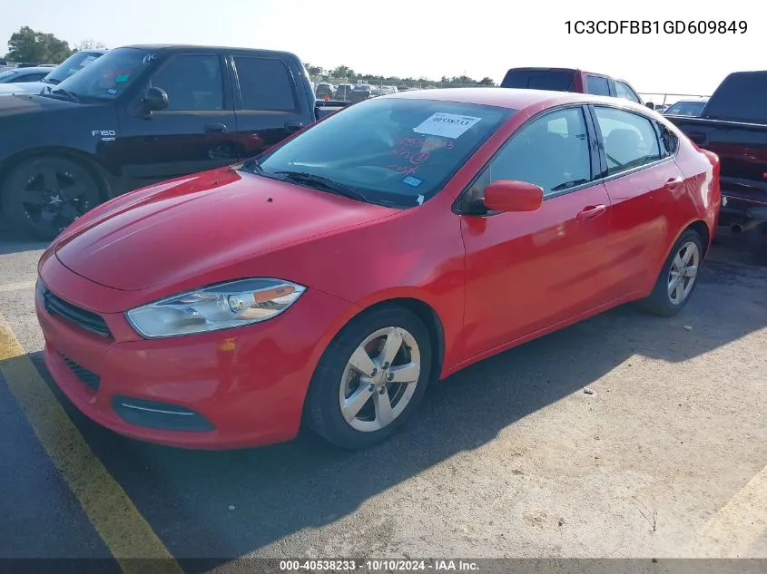 2016 Dodge Dart Sxt VIN: 1C3CDFBB1GD609849 Lot: 40538233