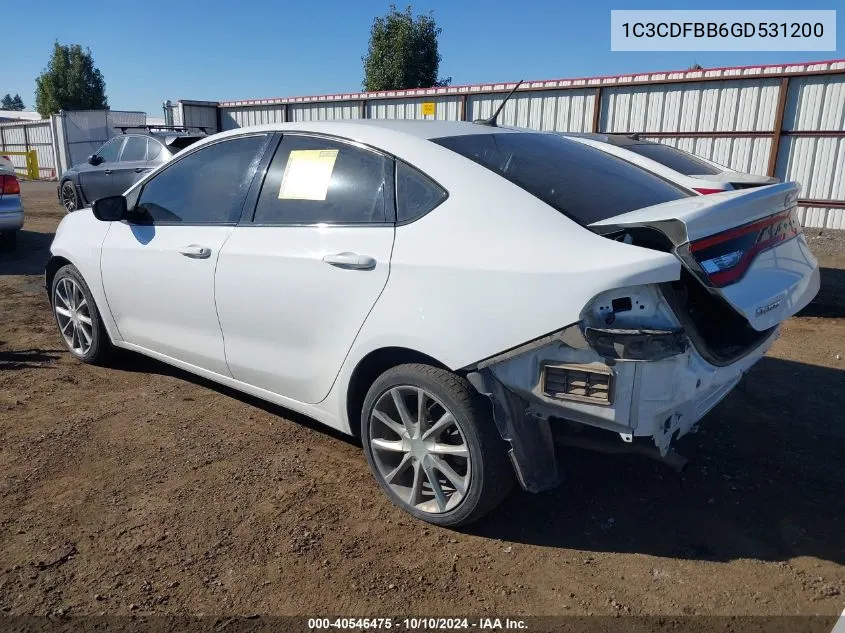 2016 Dodge Dart Sxt VIN: 1C3CDFBB6GD531200 Lot: 40546475