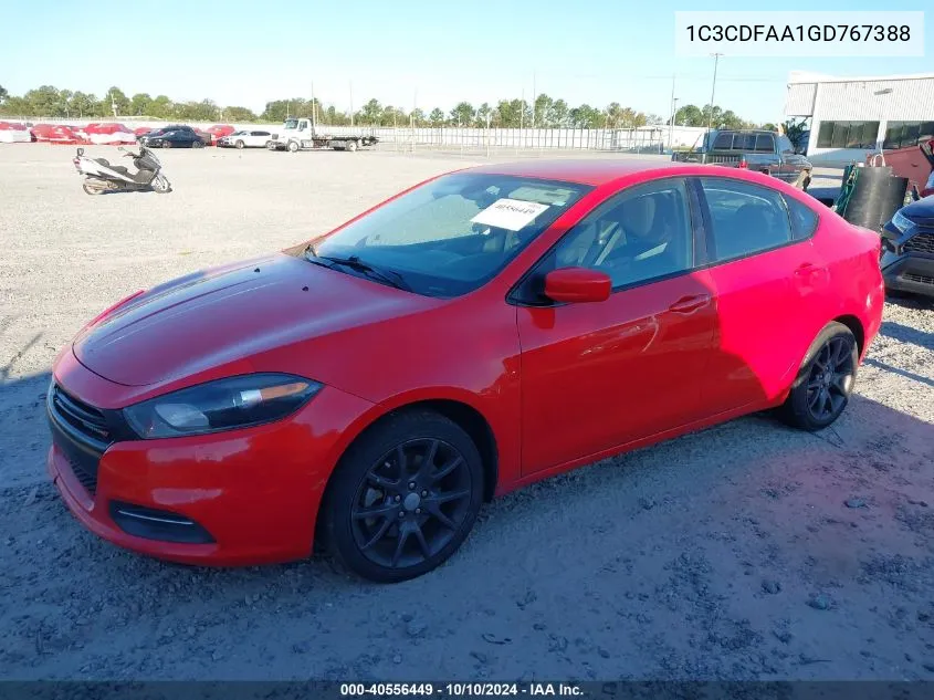 2016 Dodge Dart Se VIN: 1C3CDFAA1GD767388 Lot: 40556449