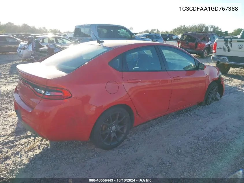 2016 Dodge Dart Se VIN: 1C3CDFAA1GD767388 Lot: 40556449