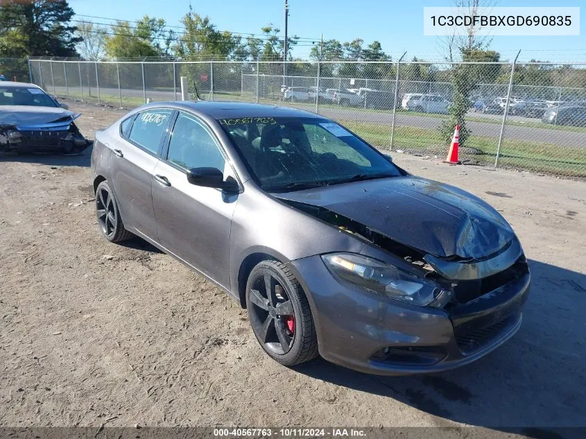 2016 Dodge Dart Sxt VIN: 1C3CDFBBXGD690835 Lot: 40567763