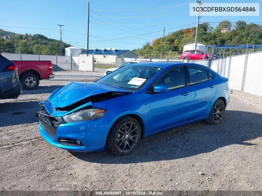 2016 Dodge Dart Sxt VIN: 1C3CDFBBXGD564846 Lot: 40568897