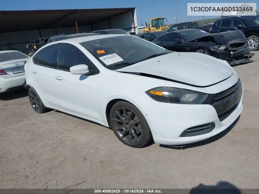 2016 Dodge Dart Se VIN: 1C3CDFAA4GD533469 Lot: 40582425