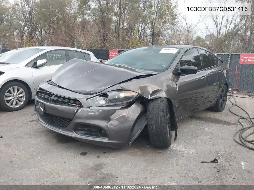 2016 Dodge Dart Sxt VIN: 1C3CDFBB7GD531416 Lot: 40606212