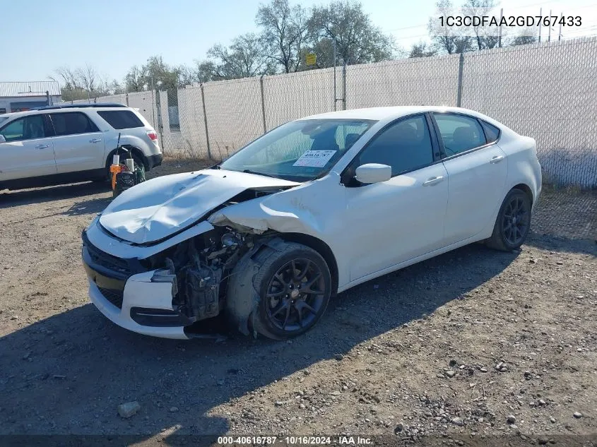 2016 Dodge Dart Se VIN: 1C3CDFAA2GD767433 Lot: 40616787