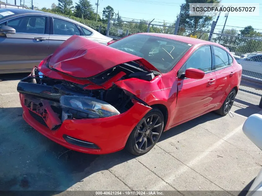 2016 Dodge Dart Se VIN: 1C3CDFAA0GD657027 Lot: 40621254