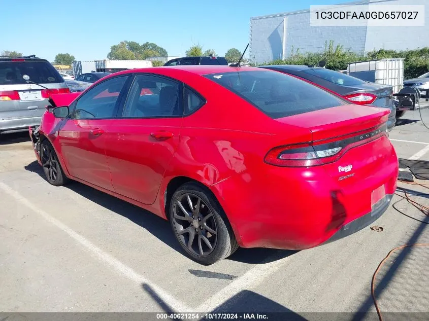 1C3CDFAA0GD657027 2016 Dodge Dart Se