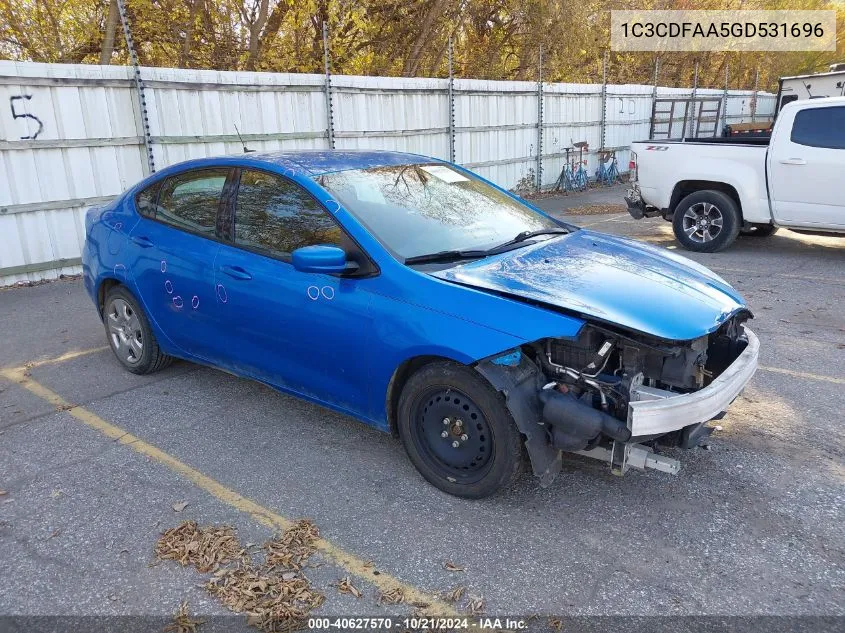 2016 Dodge Dart Se VIN: 1C3CDFAA5GD531696 Lot: 40627570