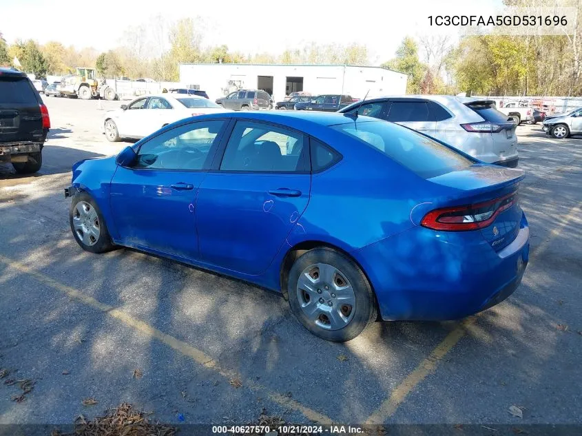 2016 Dodge Dart Se VIN: 1C3CDFAA5GD531696 Lot: 40627570