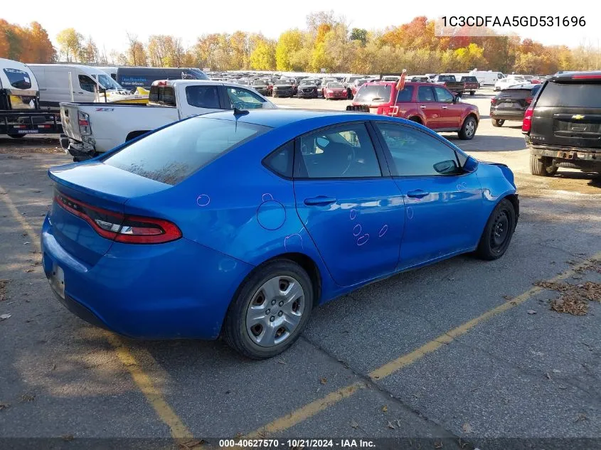 2016 Dodge Dart Se VIN: 1C3CDFAA5GD531696 Lot: 40627570