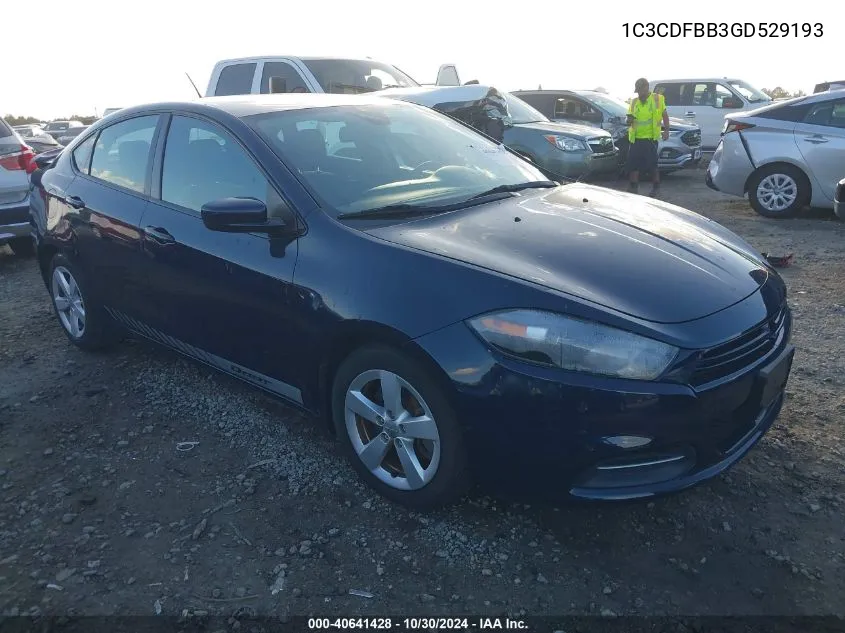 2016 Dodge Dart Sxt VIN: 1C3CDFBB3GD529193 Lot: 40641428