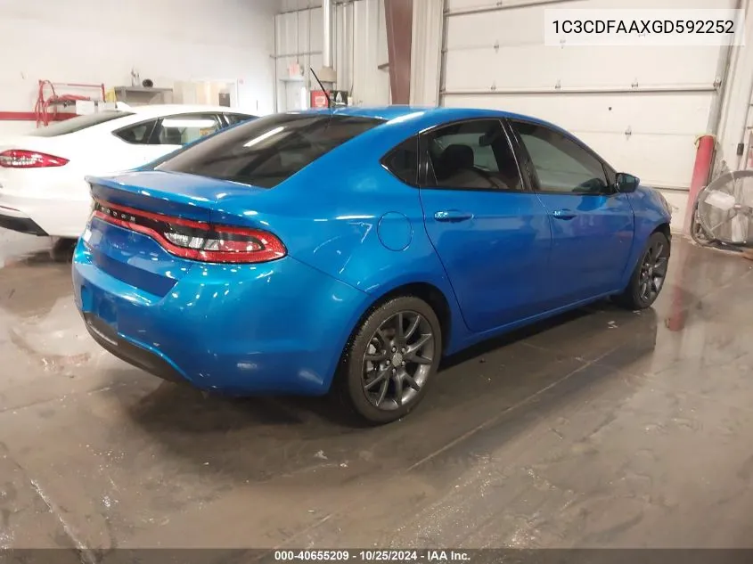 2016 Dodge Dart Se VIN: 1C3CDFAAXGD592252 Lot: 40655209