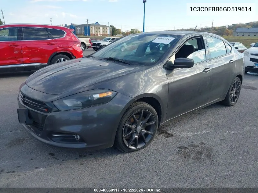 2016 Dodge Dart Sxt VIN: 1C3CDFBB6GD519614 Lot: 40660117