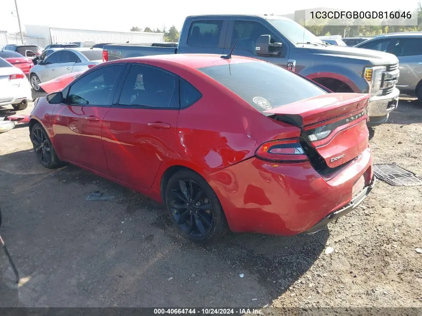 1C3CDFGB0GD816046 2016 Dodge Dart Gt Sport