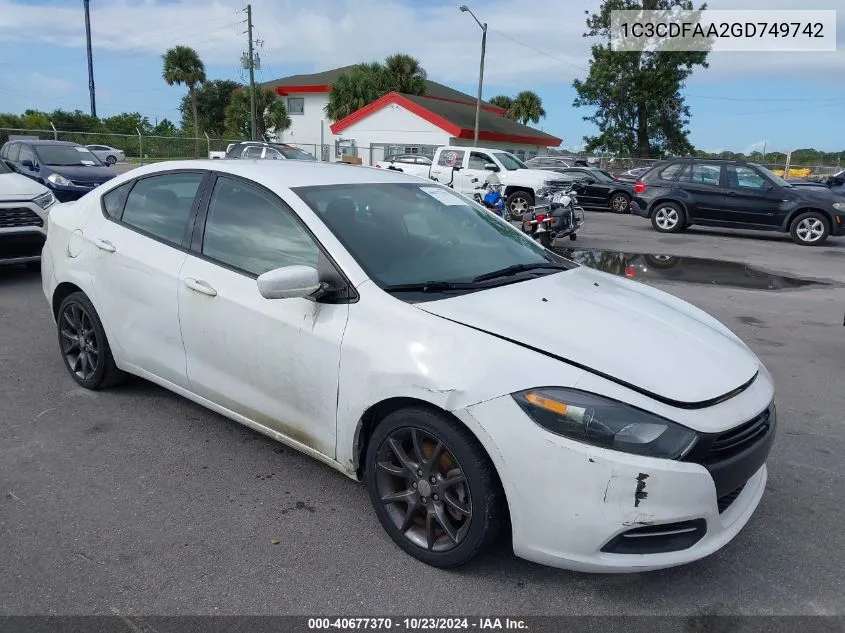 1C3CDFAA2GD749742 2016 Dodge Dart Se