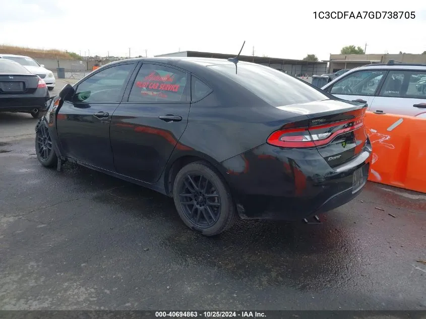 2016 Dodge Dart Se VIN: 1C3CDFAA7GD738705 Lot: 40694863