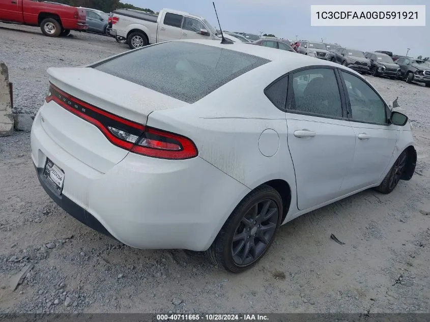 2016 Dodge Dart Se VIN: 1C3CDFAA0GD591921 Lot: 40711665