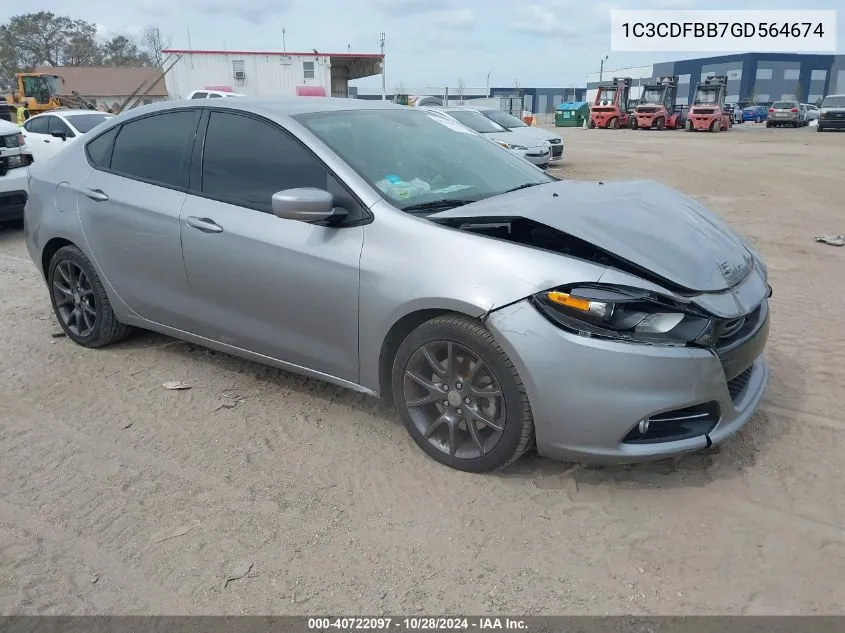 2016 Dodge Dart Sxt VIN: 1C3CDFBB7GD564674 Lot: 40722097