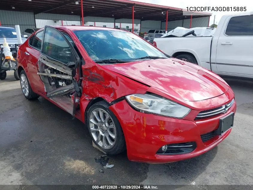 2016 Dodge Dart Sxt Sport VIN: 1C3CDFFA3GD815885 Lot: 40722828