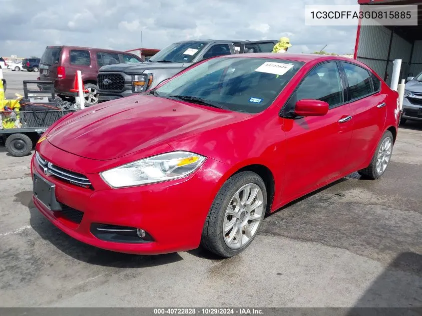 2016 Dodge Dart Sxt Sport VIN: 1C3CDFFA3GD815885 Lot: 40722828