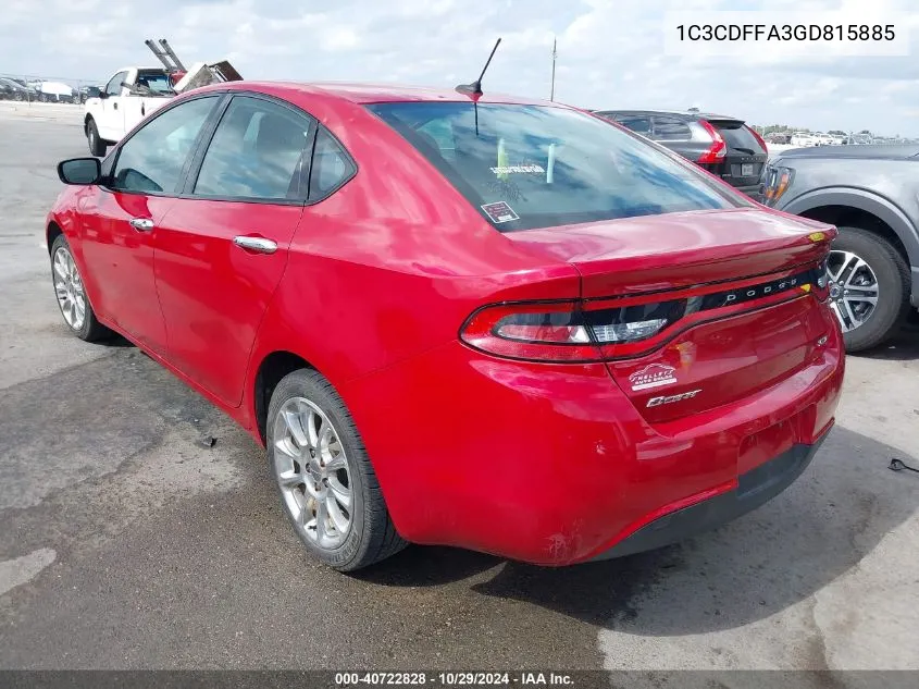 2016 Dodge Dart Sxt Sport VIN: 1C3CDFFA3GD815885 Lot: 40722828